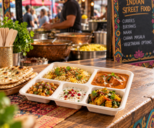Load image into Gallery viewer, 5 Compartment Fibre Food Tray (500)