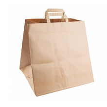 Load image into Gallery viewer, Large brown kraft paper SOS carrier bag, sized to hold a pizza box