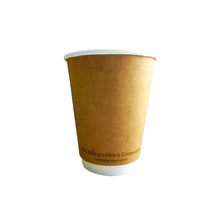 Load image into Gallery viewer, 8oz natural brown kraft double-walled insulated eco paper coffee cup
