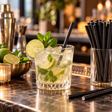 Load image into Gallery viewer, Black Paper Cocktail Straws - 6mm x 140mm (3000)
