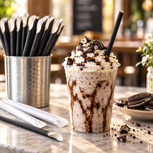 Load image into Gallery viewer, Black Paper Spoon Straws (Wrapped) - 8mm x 210mm (100)
