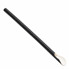 Load image into Gallery viewer, Black Paper Spoon Straws (Wrapped) - 8mm x 210mm (100)
