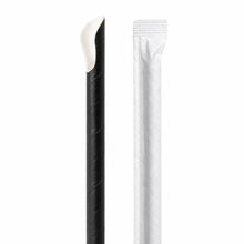 Load image into Gallery viewer, Black Paper Spoon Straws (Wrapped) - 8mm x 210mm (100)
