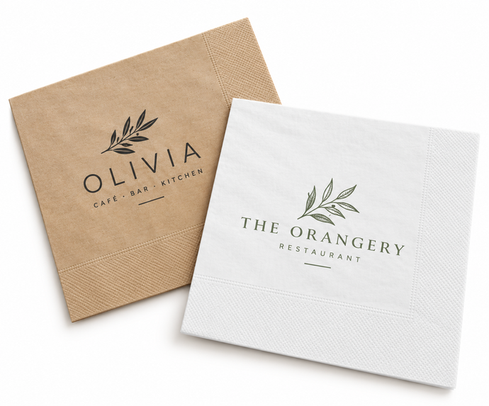 Custom branded recycled 33cm paper napkins
