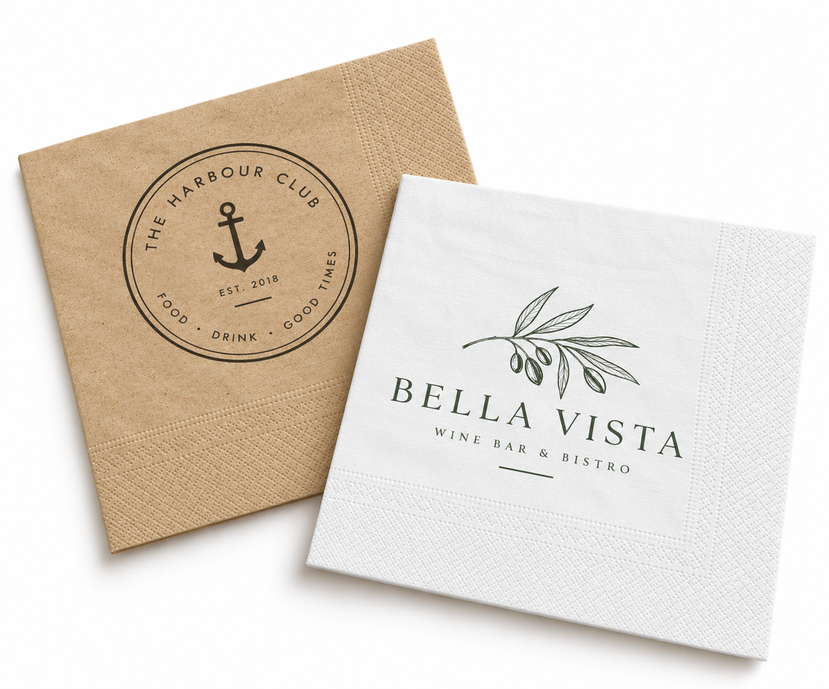 Custom branded recycled cocktail napkins