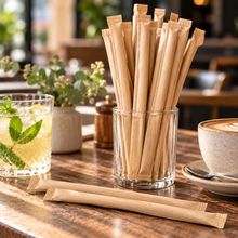 Load image into Gallery viewer, Kraft Paper Straws (Wrapped) - 6mm x 200mm (3000)
