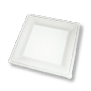 10" square dinner plate made from sugar bagasse