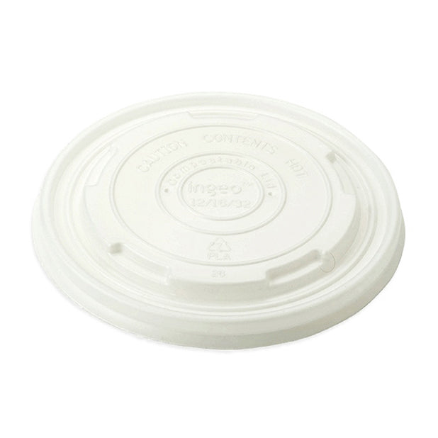 Compostable plastic lid for 12-16oz soup containers