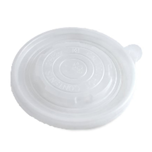 Translucent recyclable plastic lid for 12-16oz soup containers