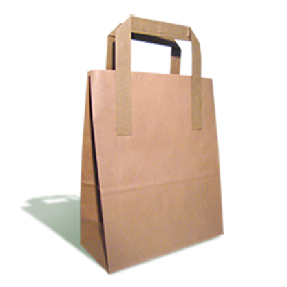 Weller Large Brown Kraft Paper Tape Handle Takeaway Bags - 1x250