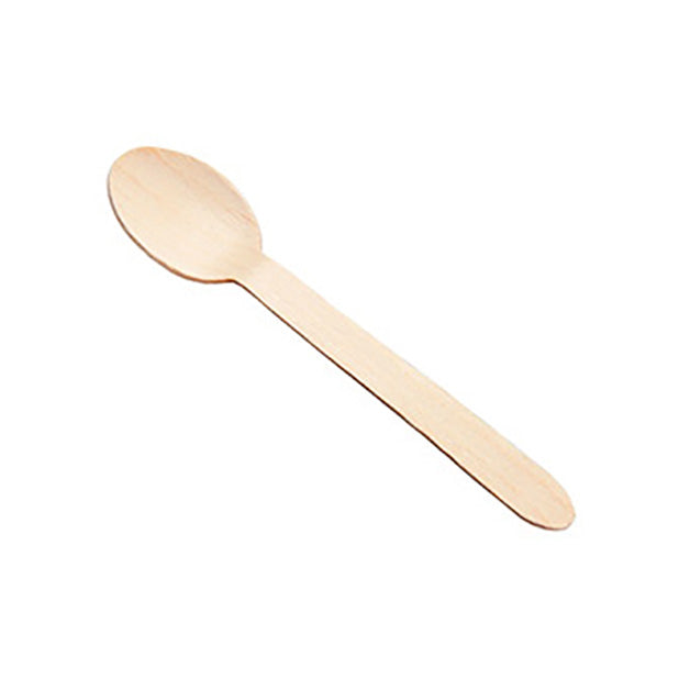 Disposable wooden spoon made from sustainable Birch wood