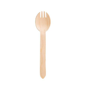 Disposable wooden spork made from sustainable Birch wood